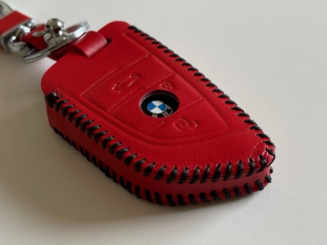 BMW Xタイプ GRスープラ 牛革ぴったりフィットケース Z4 GR supra GRスープラ スマートキーケース キーケース 赤色縫い糸黒 1