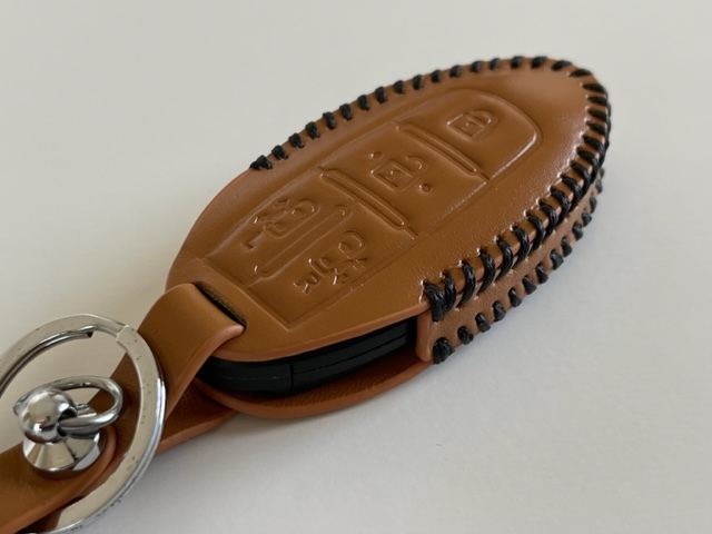  cow leather fits perfectly key case Delica Mini eK cross pace Mitsubishi intelligent key smart key keyless Brown color .. thread black 2