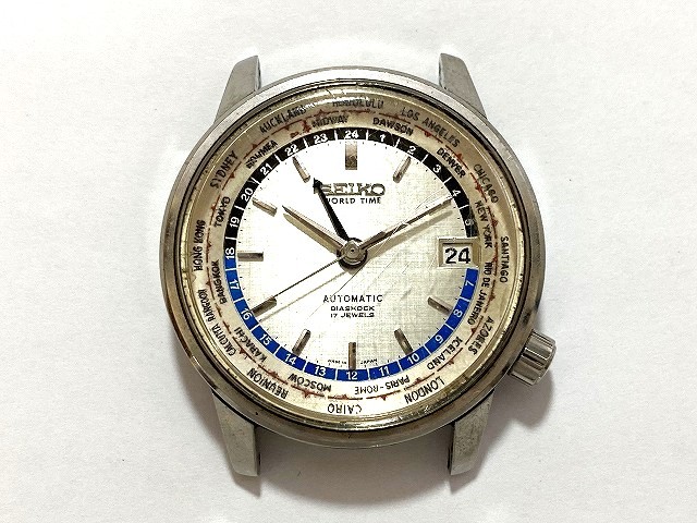 1円 中古 駆動OK SEIKO セイコー ワールドタイム 6217-7000 1stモデル 17石 SS 3針 シルバー文字盤 メンズ 腕 時計 自動巻き ケースのみ_画像1