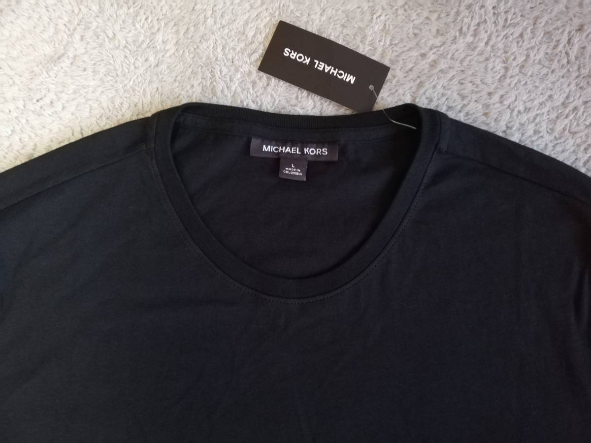 新品未使用！ マイケルコース メンズ ターゲット MKロゴ Tシャツ Ｌサイズ ブラック 黒白 半袖 カットソー MICHAEL KORS