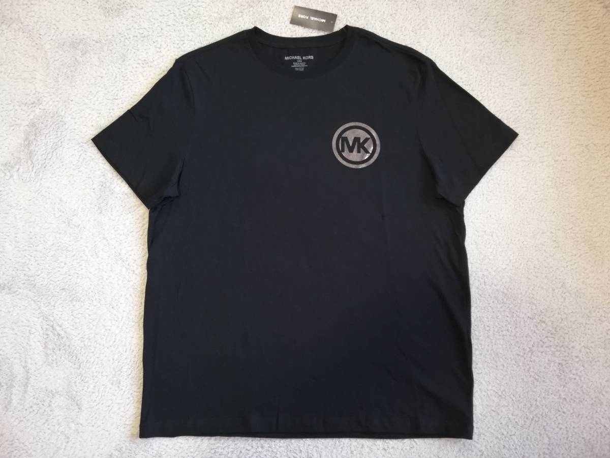  новый товар не использовался! Michael Kors мужской Target MK Logo футболка L размер черный чёрный трикотаж с коротким рукавом MICHAEL KORS