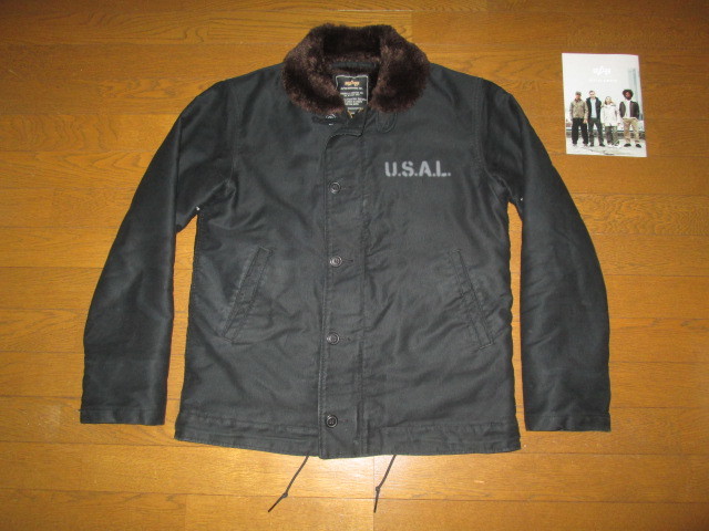 ALPHA INDUSTRIES INC アルファ インダストリーズ N-1 デッキジャケット XL ブラック U.S.A.L. ミリタリー ボア ジャケット USAL USN_画像1