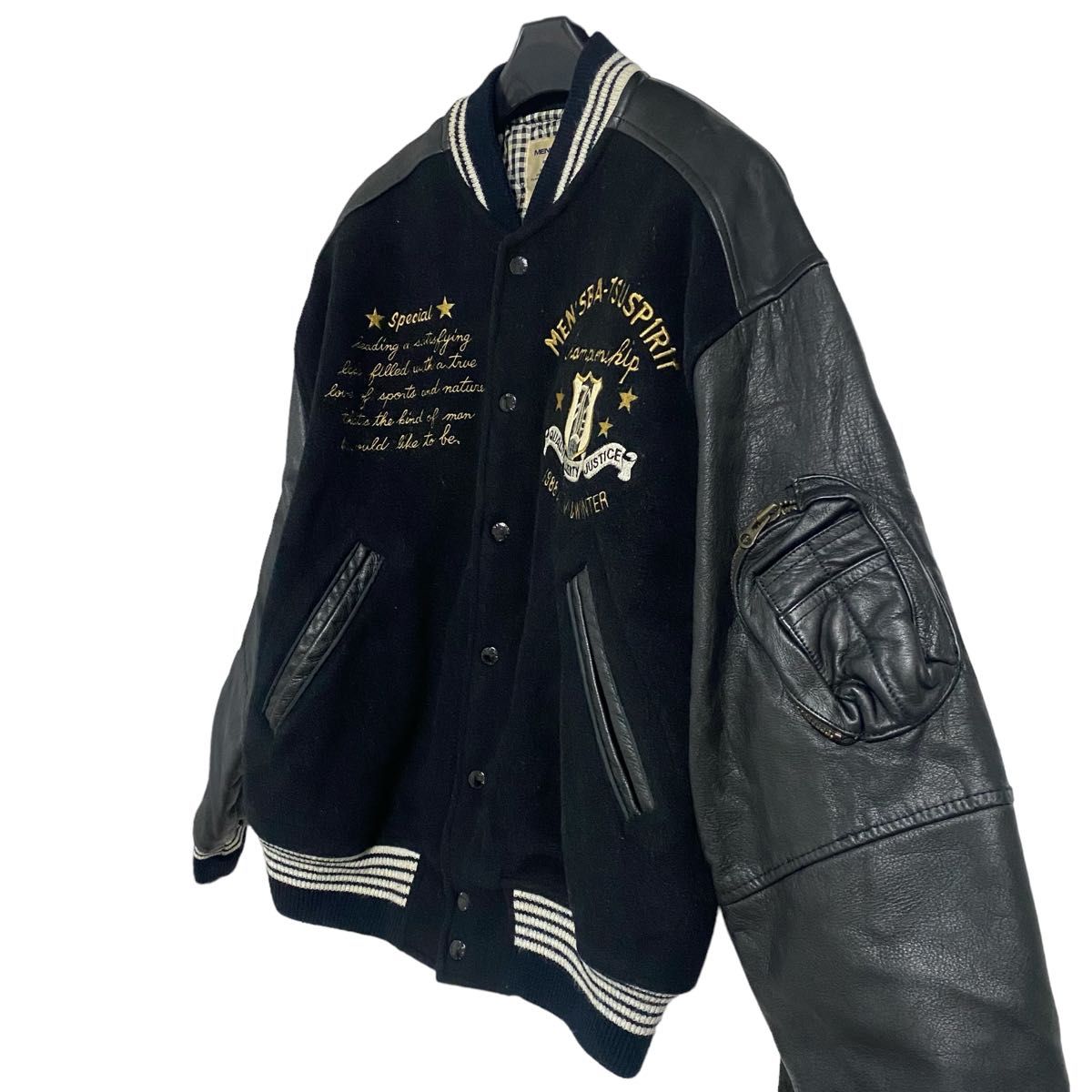 MEN'S BA-TSUメンズバツ スタジャン ウール レザー ブラック黒 MEN'S BA-TSUメンズバツ スタジャン ウール レザー ブラック黒