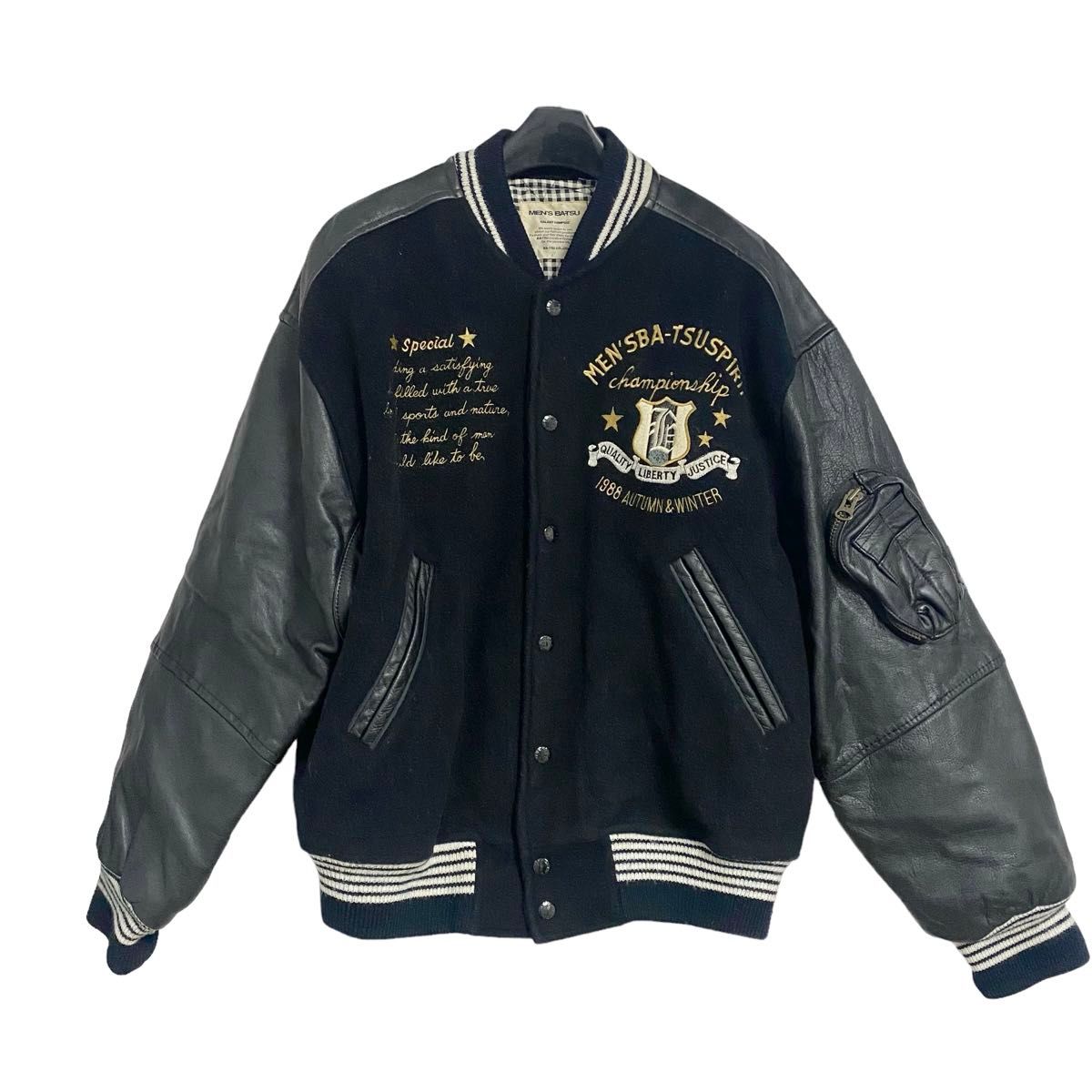 MEN'S BA-TSUメンズバツ スタジャン ウール レザー ブラック黒 MEN'S BA-TSUメンズバツ スタジャン ウール レザー ブラック黒