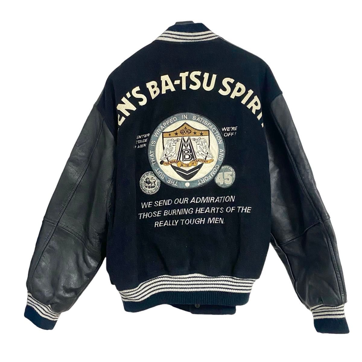 MEN'S BA-TSUメンズバツ スタジャン ウール レザー ブラック黒 MEN'S BA-TSUメンズバツ スタジャン ウール レザー ブラック黒