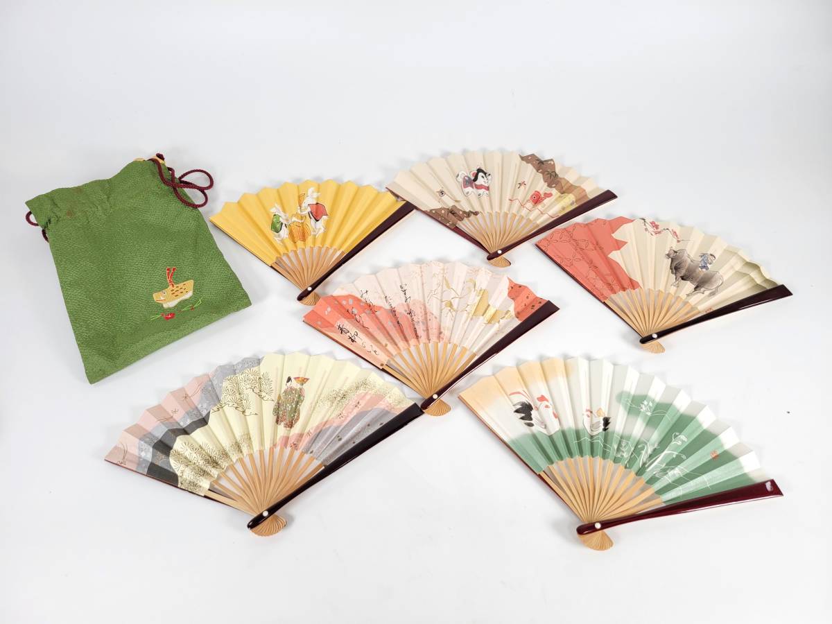【 красивая вещь 】 складной веер   6шт   комплект    вышивание  ... мешок  включено 　 чайная церемония   ... аксессуары  кимоно   женский   женщина 