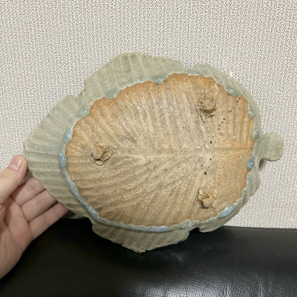 稀品　美しい　御深井　芭蕉葉型皿　全長26cm 検　古瀬戸　美濃　猿投　渥美　黄瀬戸　古萩　太白手　青磁　鉄絵　染付　鱠皿　皿　山茶碗_画像7