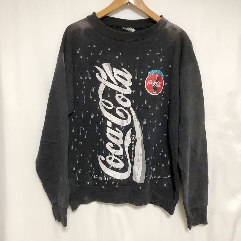 90s vintage COCA COLA コカコーラ スウェット トレーナー ブラック USA ビンテージ 古着 黒 プリントスウェット アメカジ ロゴ 1994 _画像1