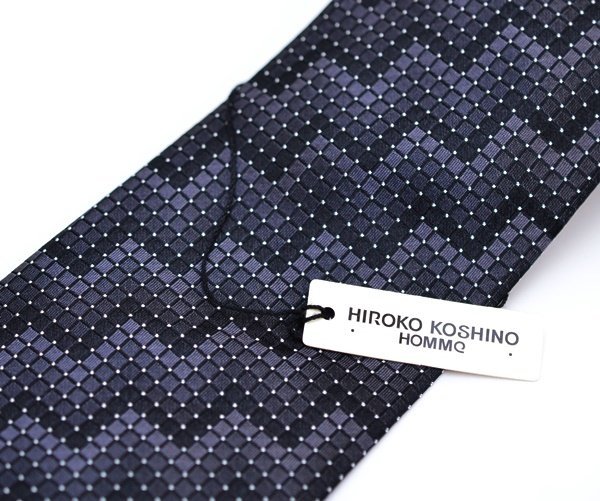 2点 新品 ヒロココシノ ネクタイ シルクネクタイ ブラック系　スウエア柄 HIROKO KOSHINO HOMME ①_画像2