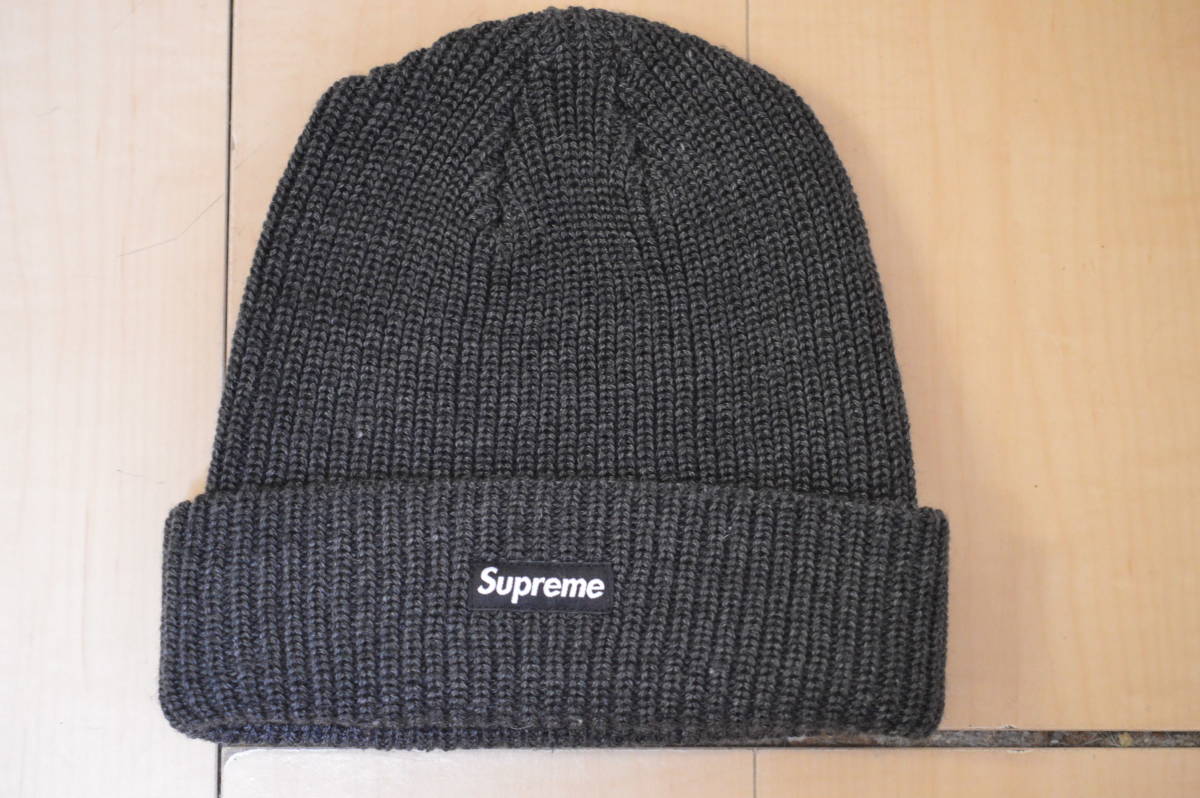 【1円〜】送料無料　美品　Supreme beanie シュプリーム　ビーニー　ニット　キャップ　CAP　黒 チャコールグレー _画像1