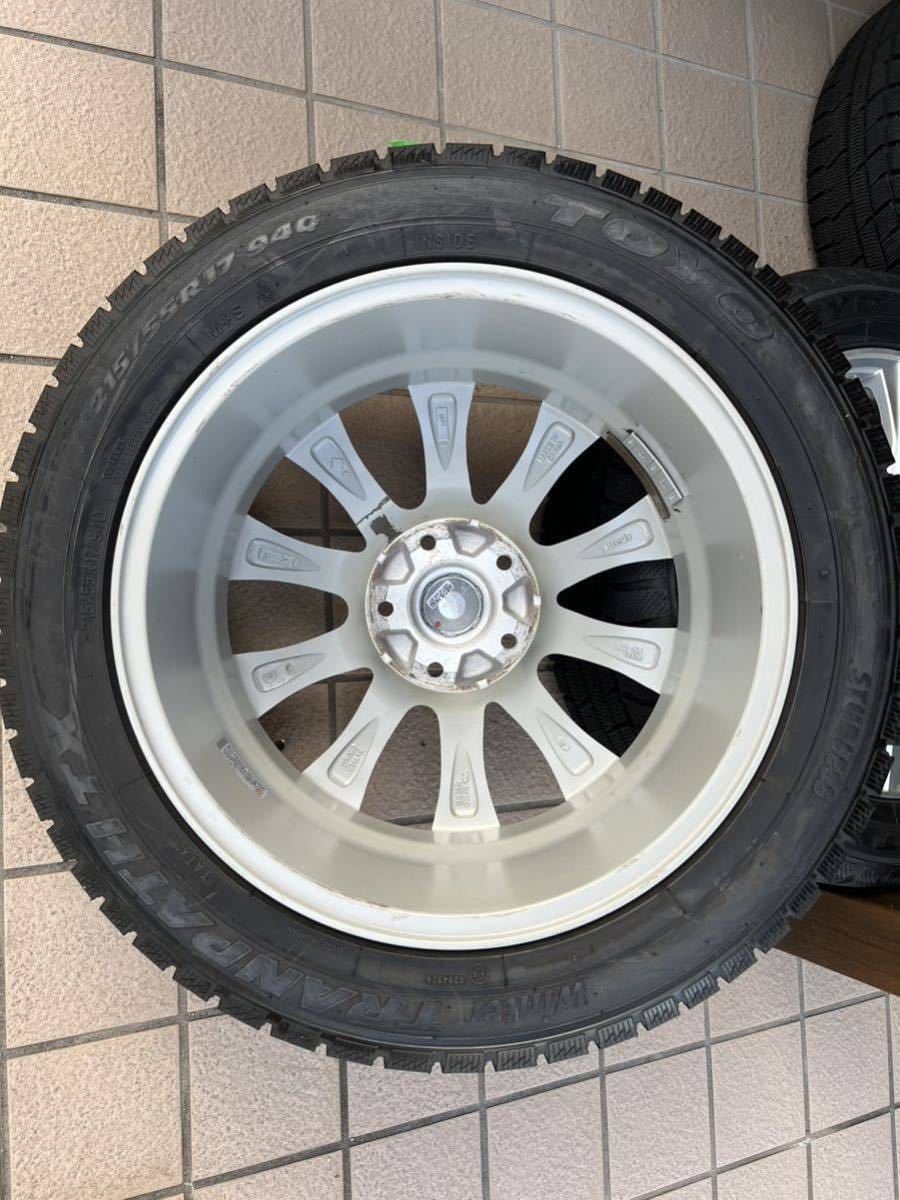 中古　TOYO WINTER TRANPATH TX 215/55RR 17 94Q WEDS製アルミホイール付き4本セット　210系クラウンアスリート等_画像5