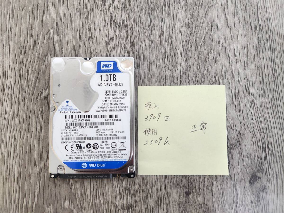 B-053　＊＊　Western Digital HDD1TB 5個セット / 2.5インチ / 9.5ｍｍ / 内蔵HDD / SATA / ハードディスク / 中古 動作品　＊＊　 　_画像4