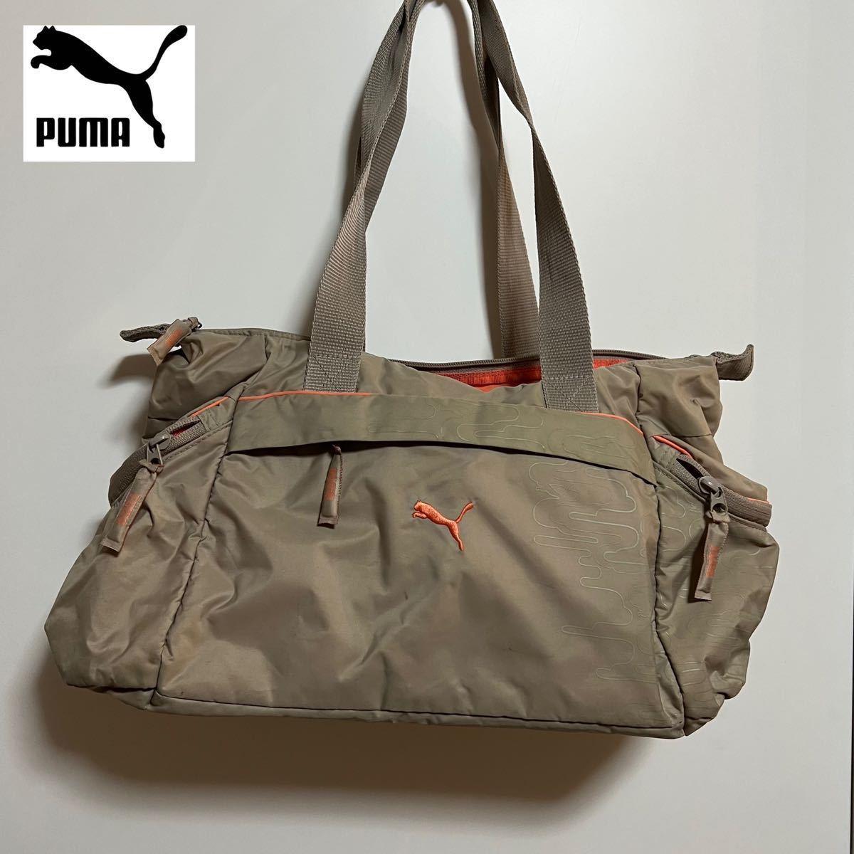 ST■ PUMA プーマ レディース ハンドバッグ トートバッグ バッグ ベージュ オレンジ カバン ナイロン RN62200/CA06311 軽量 収納力 大容量 _画像1