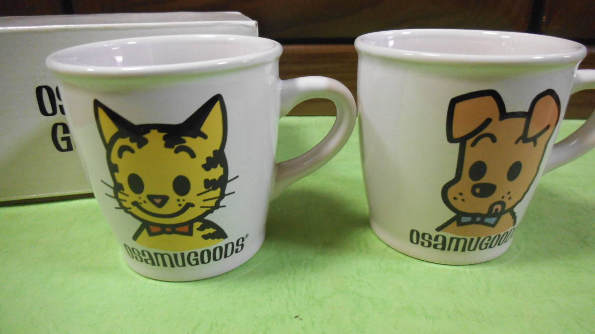 オサムグッズ ペアマグカップ osamu goods原田治 コップ猫 犬 陶器製  保管品 未使用品 昭和レトロの画像2