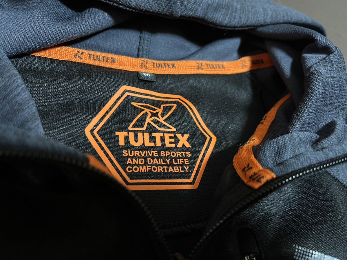 TULTEX胸ポケット黒、グレー柄入り、ロゴグレー、シルバー、ゴム紐蛍光色オレンジ、ストレッチ上下セット　サイズＭ_画像4