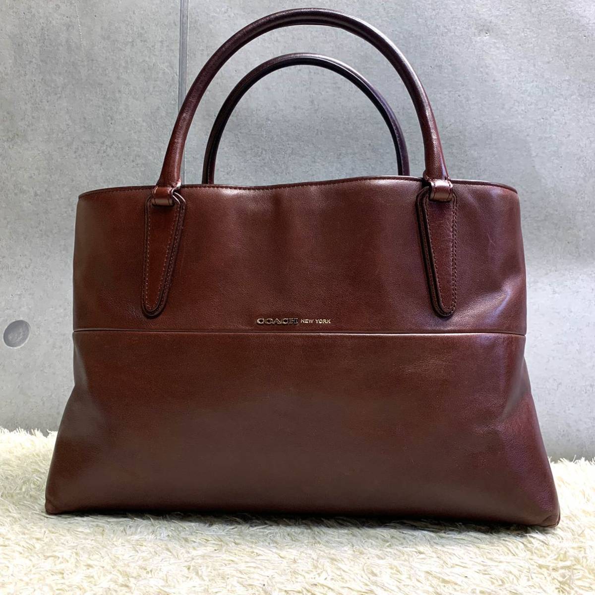 1円 極希少 美品 COACH コーチ メンズ トートバッグ ショルダー ビジネス ブリーフ 2way レザー 本革 ブラウン 茶色 A4収納 斜めがけ 2室_画像2