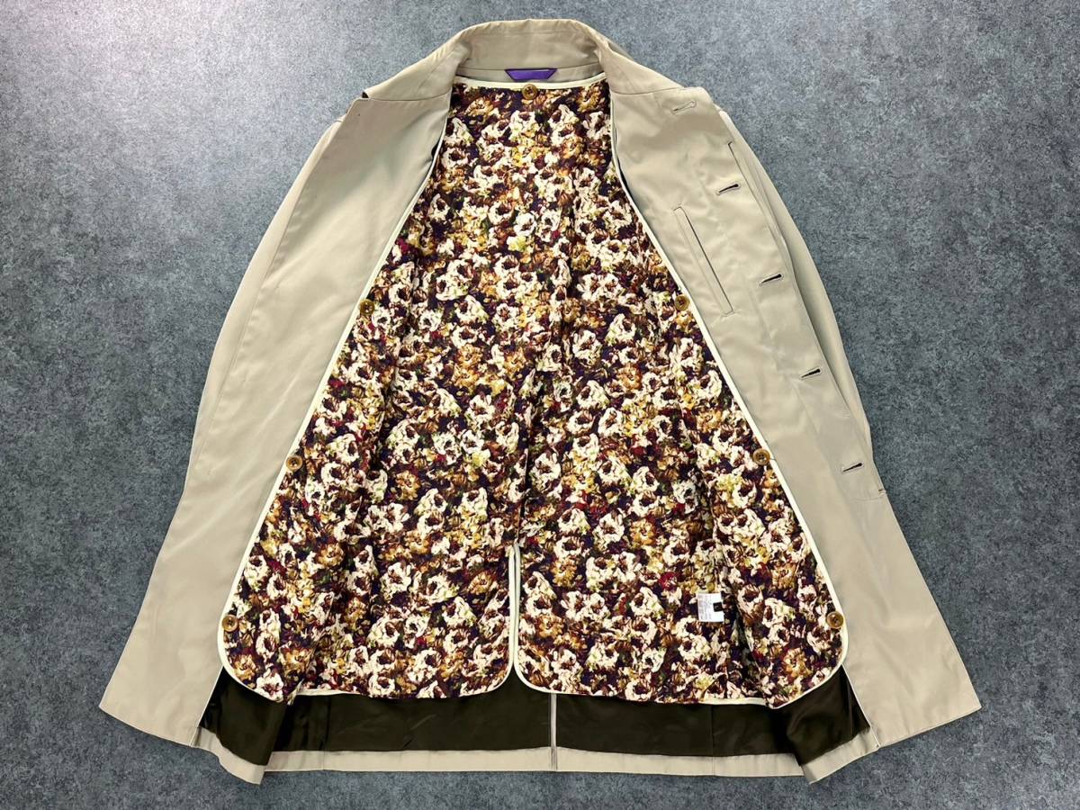 Wl190 正規品 Paul Smith ポールスミス ステンカラーコート 美ライン コート ミドル丈 花柄 ライナー付き ベージュ メンズ L_画像5