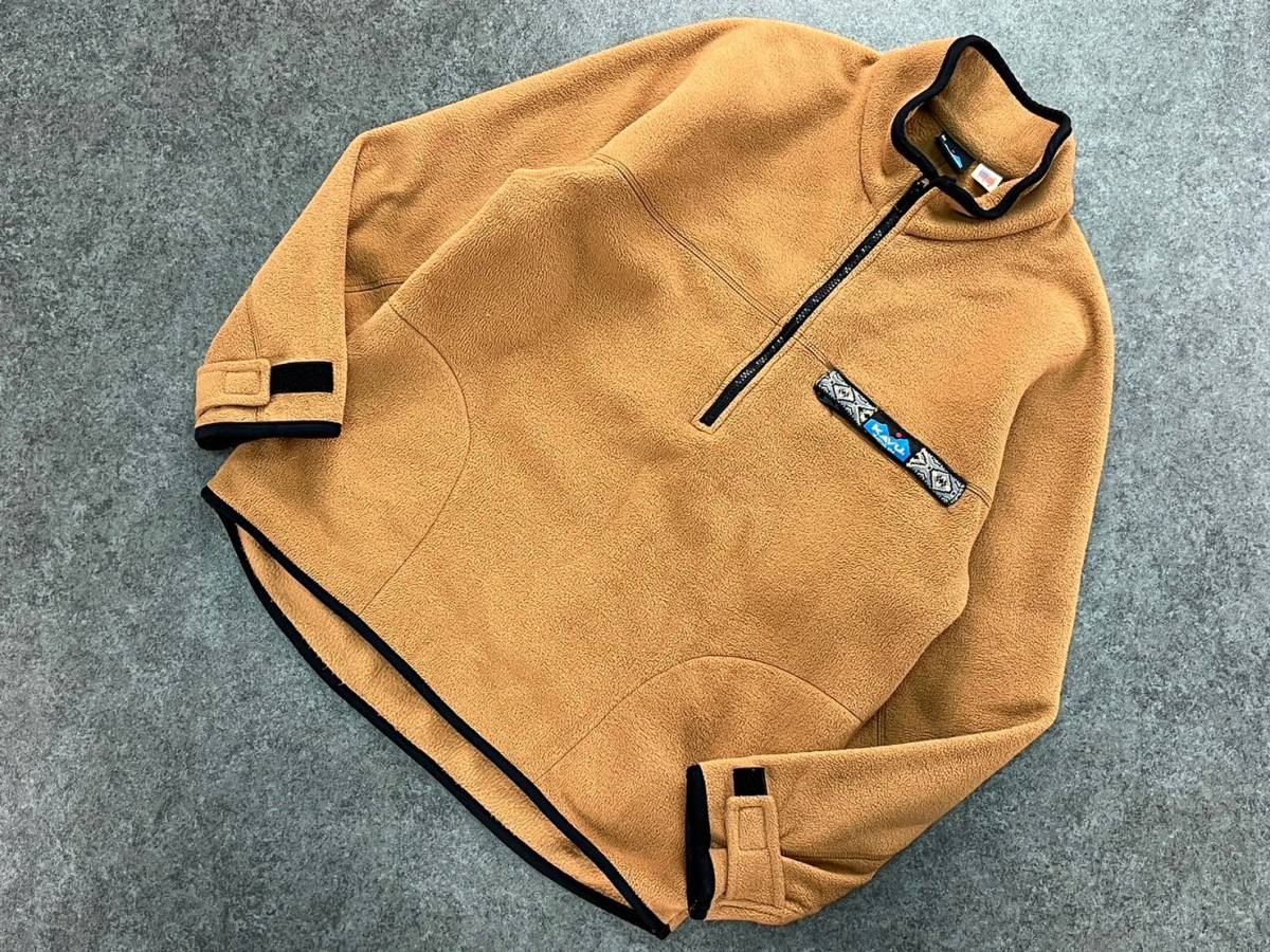 Wl198 正規品 USA製 KAVU カブー ハーフジップ プルオーバー フリース ジャケット ブラウン メンズ ゆったり_画像2