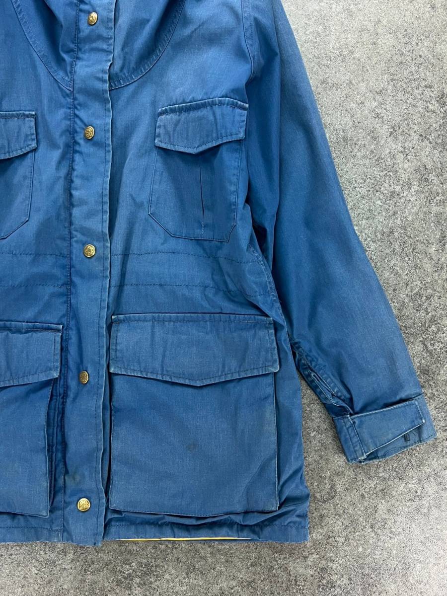 Wl308 70s 80s 黒タグ VINTAGE EDDIE BAUER エディーバウアー マウンテンパーカ 比翼 青 男女兼用 ゆったり_画像4