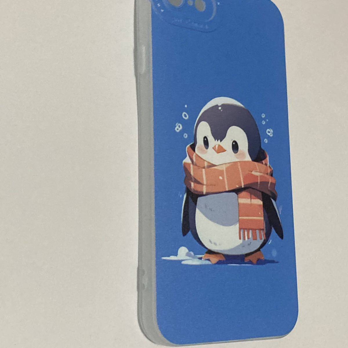 新品 iphoneケース7/8/SE2.3用 マフラーをまいたペンギン　おしゃれ かわいい 冬　ブルー　クリスマス 動物 青 雪　水族館コーデ_画像4