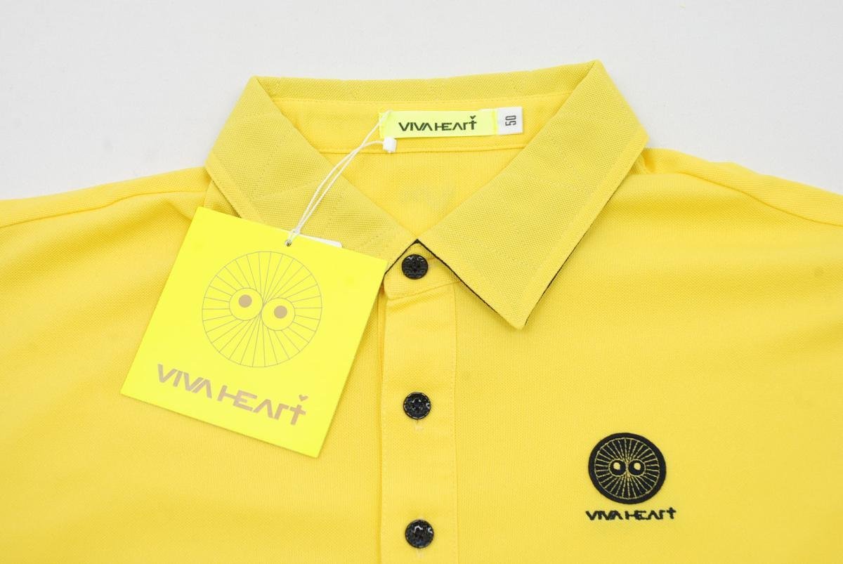 coco* новый товар * viva Heart *VIVA HEART* рубашка-поло с длинным рукавом * простой * желтый * желтый *50(L)* кошка pohs отправка возможно *81557