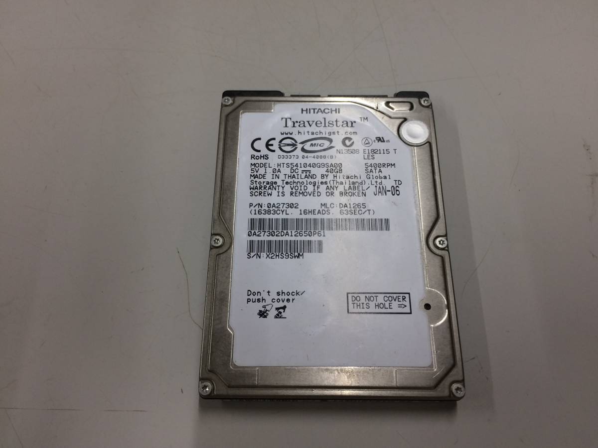 中古品 HGST HITACHI HTS541040G9SA00 40GB S-ATA接続 現状品_画像1