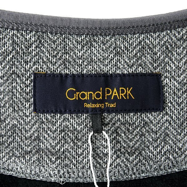 新品 ニコル 秋冬 裏起毛 ニット ノーカラー ジャケット 48(L) 灰 【J51992】 Grand PARK NICOLE メンズ ブルゾン ファー カーディガン_画像10