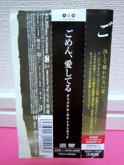 韓国ドラマOST「ごめん、愛してる」日本盤2CD＋DVD 廃盤！超貴重！ほぼ美品！ソ・ジソプ／パク・ヒョシン、チョン・ジェウク、J（ジェイ）