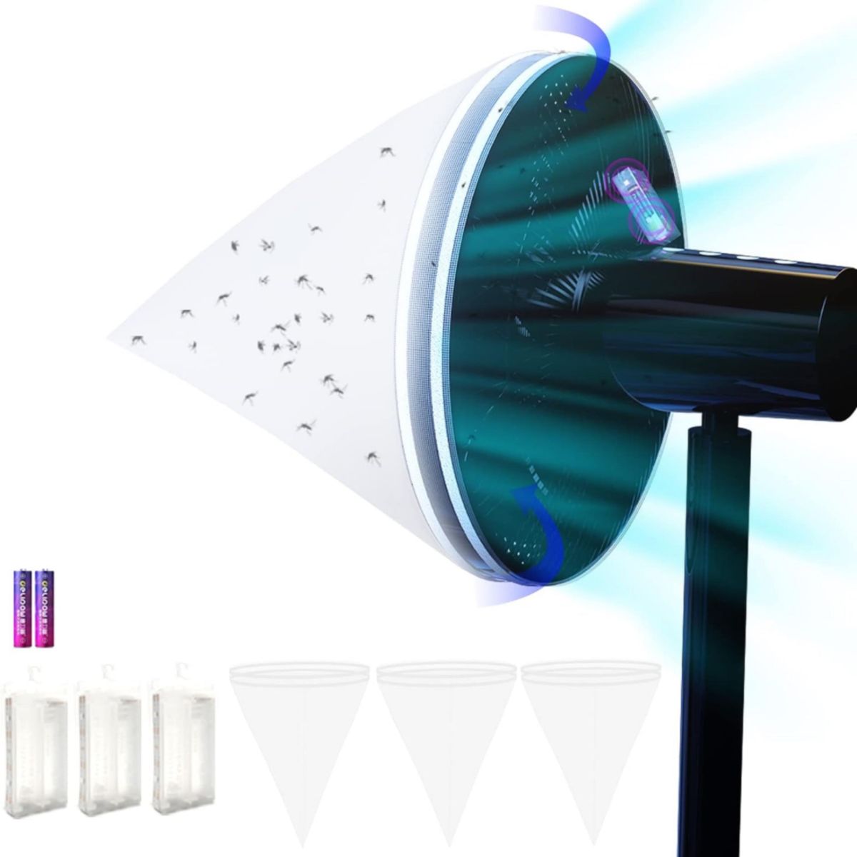 蚊帳, 殺虫器 捕虫器 コバエ取り機 虫 ライト 駆除 360°強力蚊除け LED誘虫 UV光源吸引式 蚊とり網 こあみちゃん 
