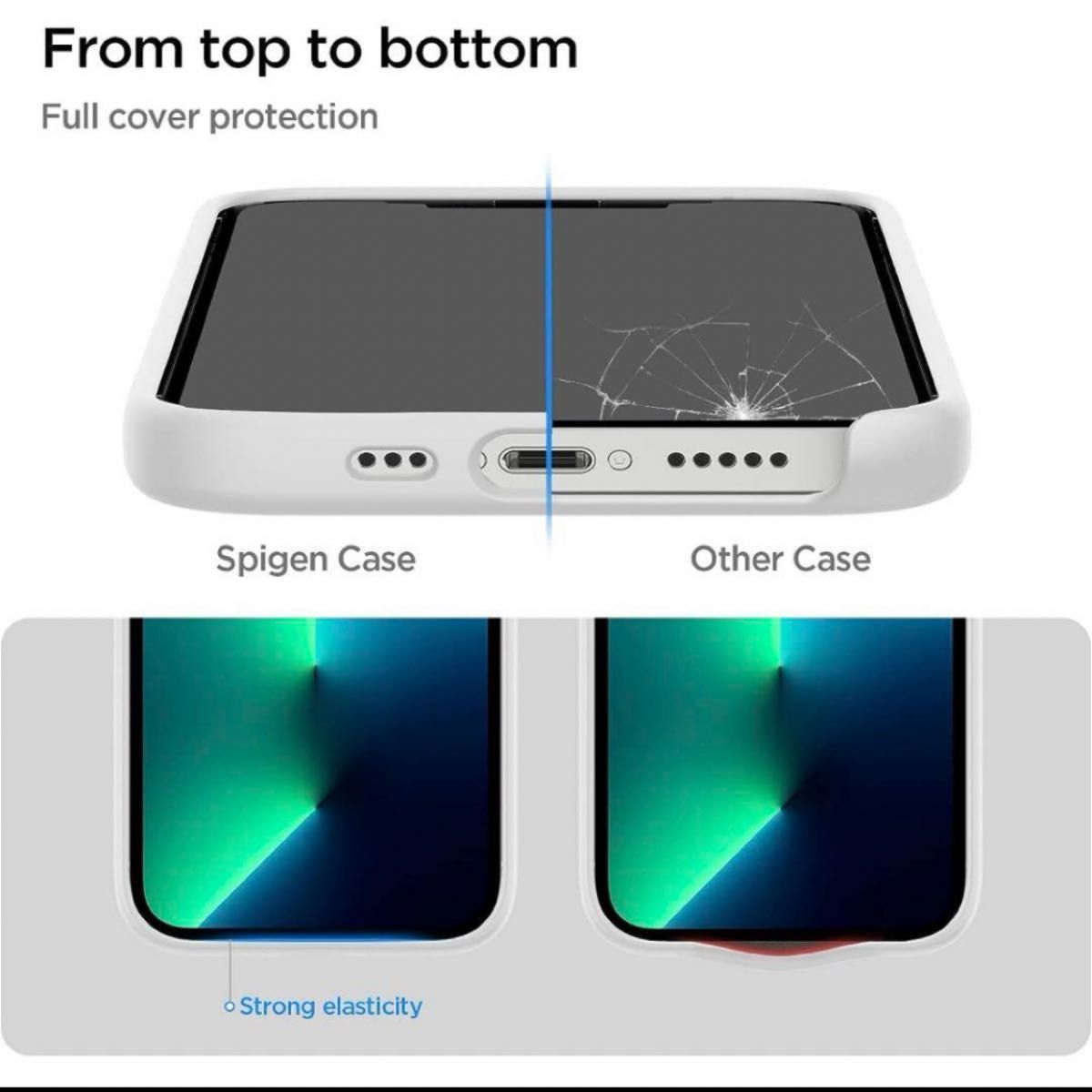 Spigen iPhone13Proケース シリコン 衝撃吸収 マット 4重構造 超薄型 超軽量 シリコンフィット (ホワイト) 
