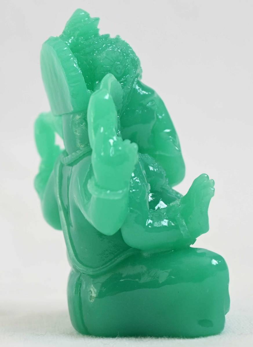 即決/新品【ganesha / ガネーシャ】ミニ オブジェ/レジン製/翡翠風グリーン/6×4.5cm/インド製/インテリア/スピリチュアル (ar-2311-18)の画像4