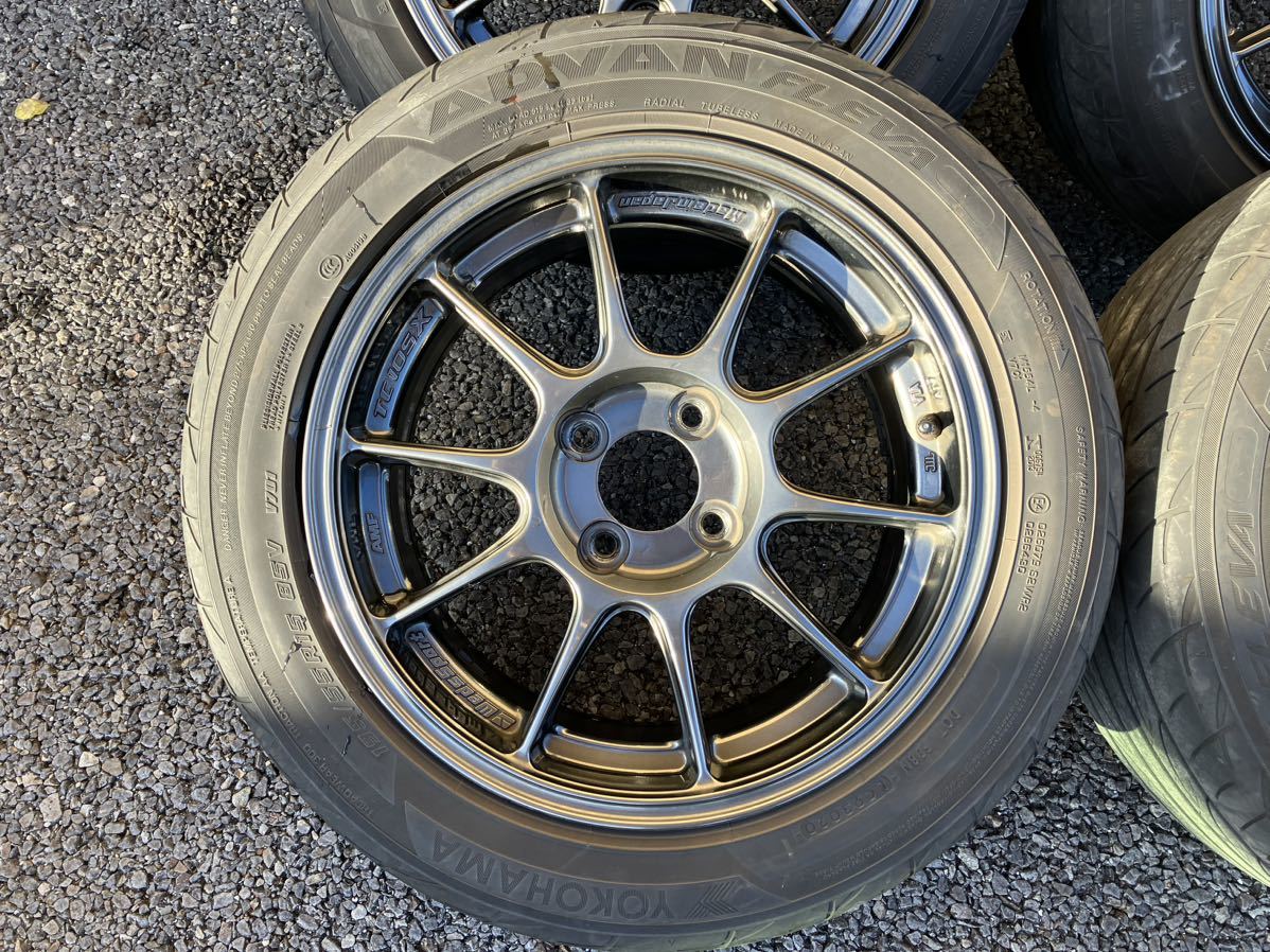 溝有!センターキャップ付wedsウェッズTC105X15in7J +48PCD100 4H195/55R15アドバンフアクアヤリスフィットスイフトヴィッツNCP131GK5GE_画像3