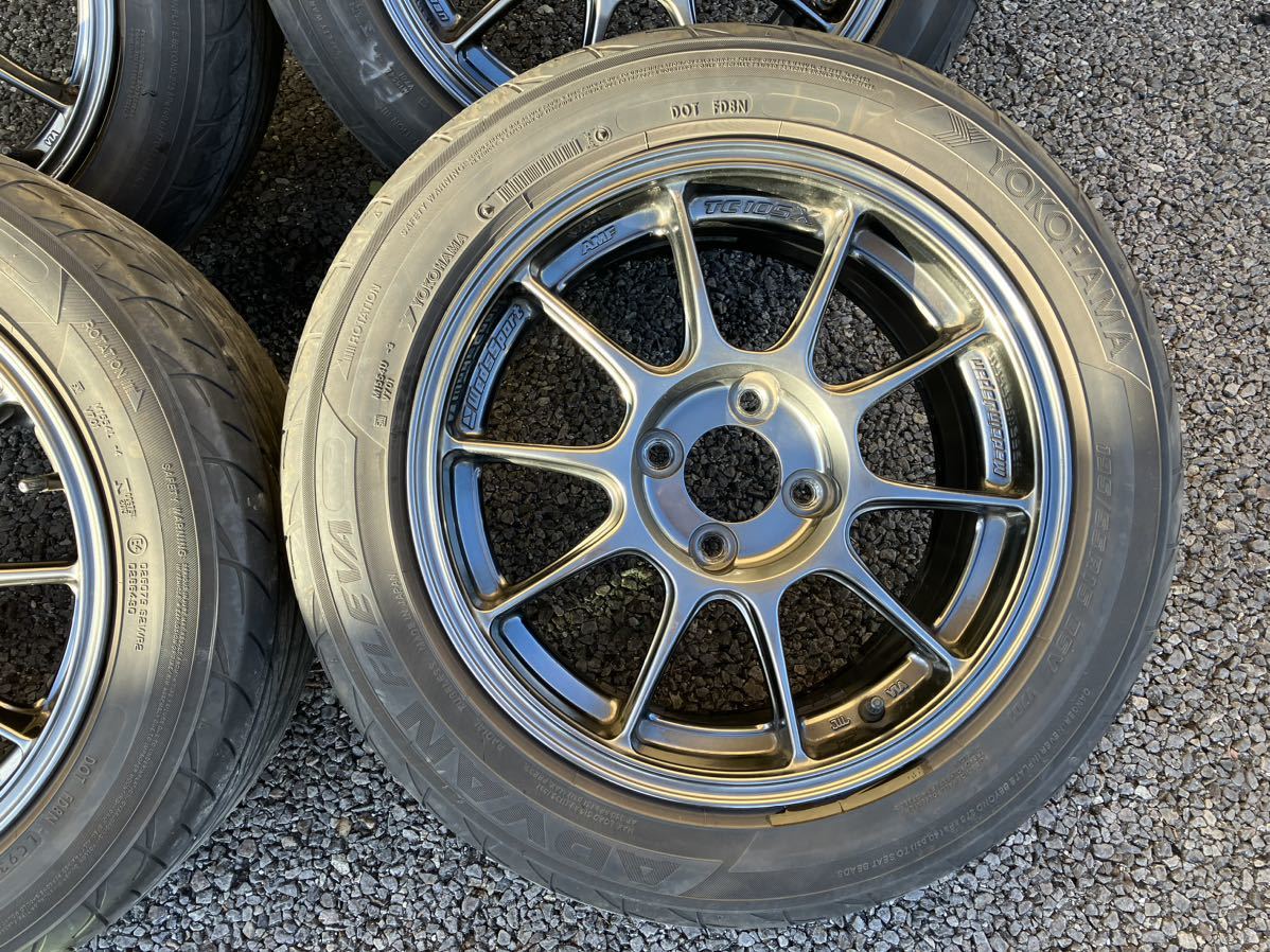 溝有!センターキャップ付wedsウェッズTC105X15in7J +48PCD100 4H195/55R15アドバンフアクアヤリスフィットスイフトヴィッツNCP131GK5GE_画像4