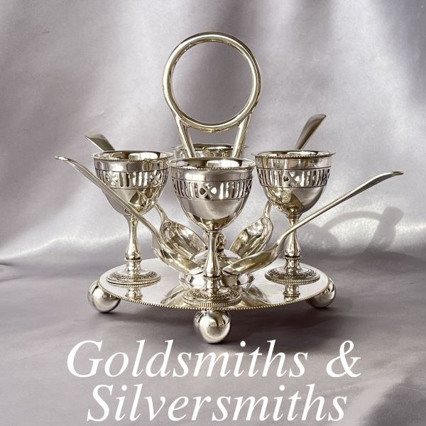 【Goldsmiths & Silversmiths Co】エッグクルーゼ【シルバープレート】エッグカップ/スタンド/スプーン