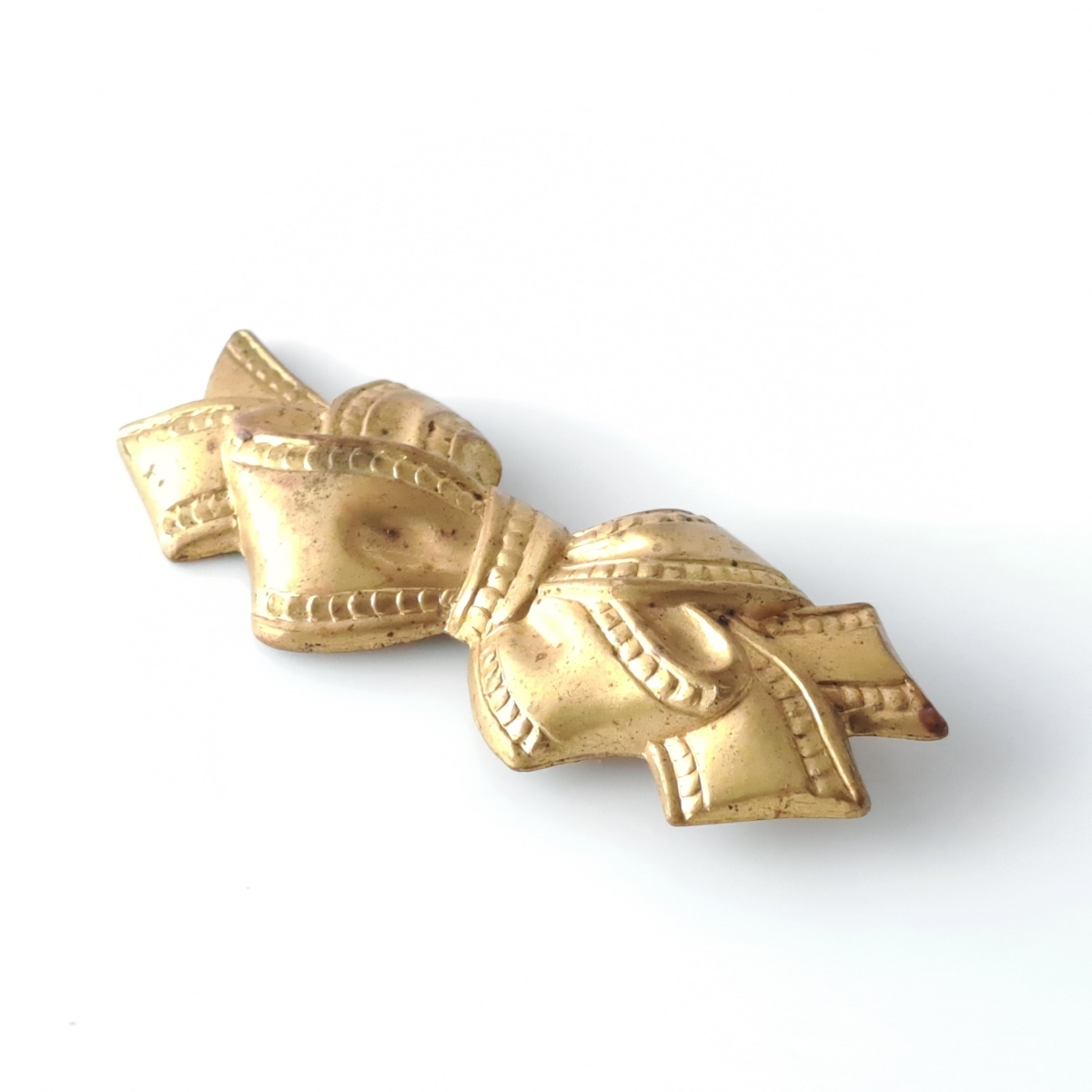 その他 Antique 1900s Ribbon Brooch Gold Metal Vintage