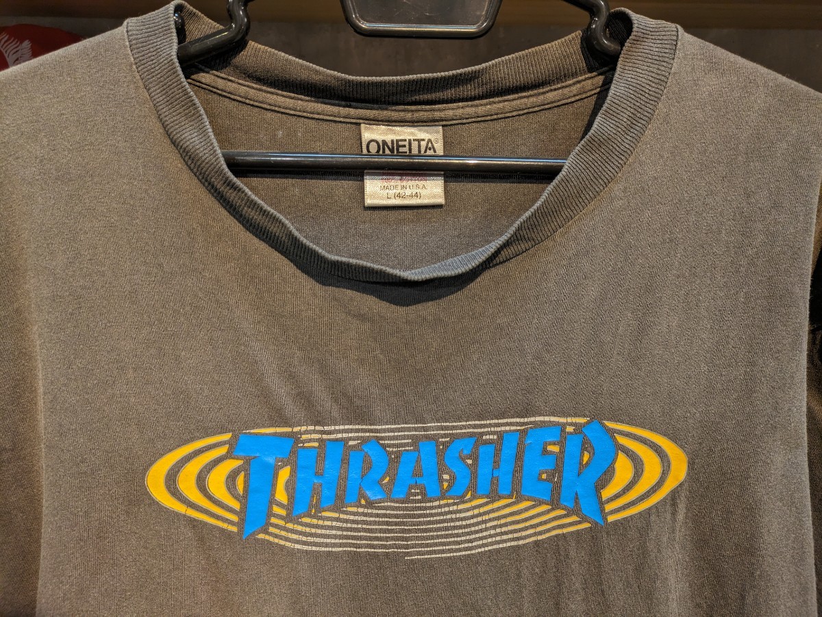  редкость! THRASHER Thrasher 90s футболка ONEITA L Vintage VINTAGE Old powell dngtown zorlac santacruz скейтборд 