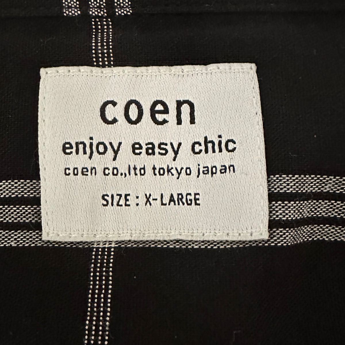 coen コーエン メンズオーバーサイズレーヨン混長袖オープンシャツ USED XL 黒白