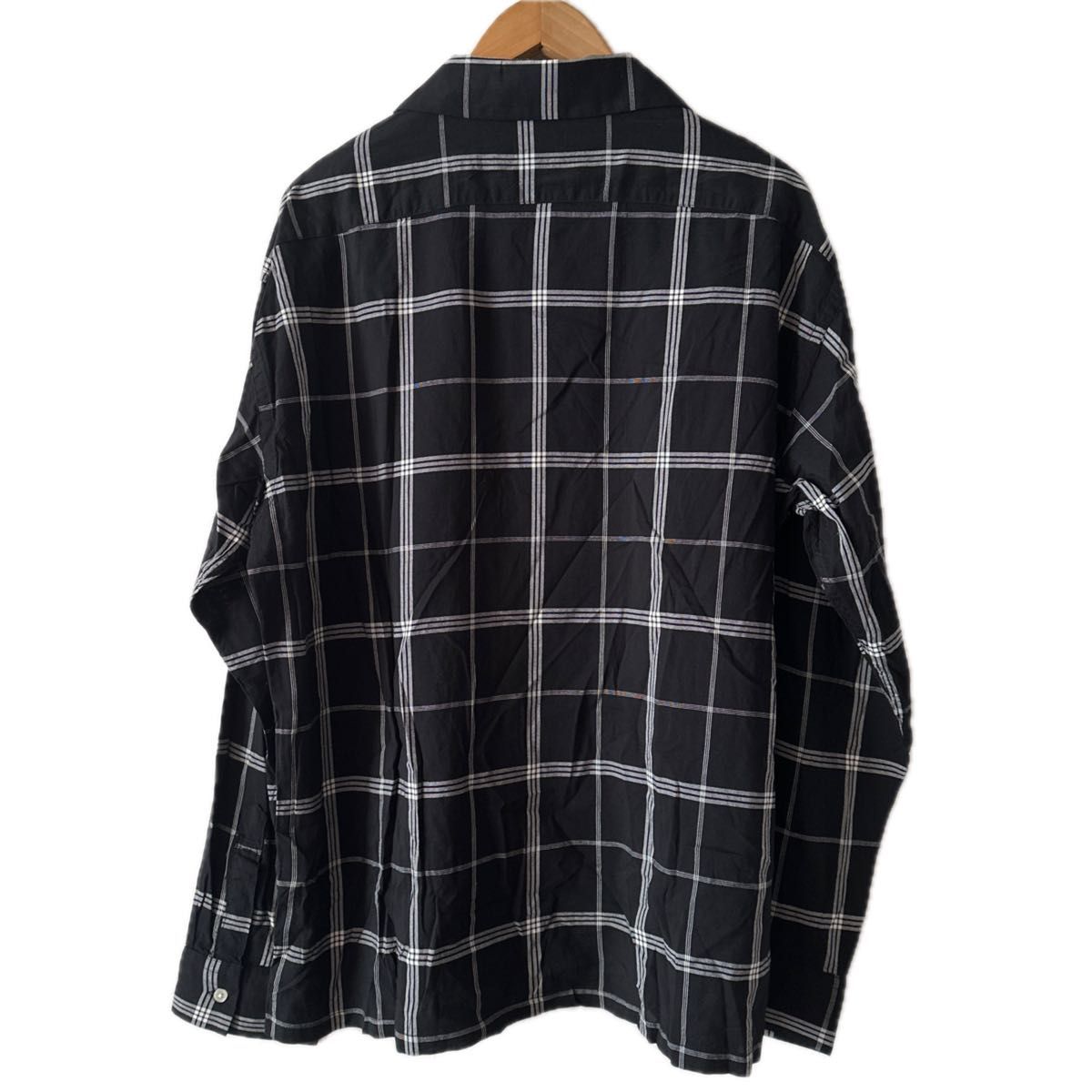 coen コーエン メンズオーバーサイズレーヨン混長袖オープンシャツ USED XL 黒白