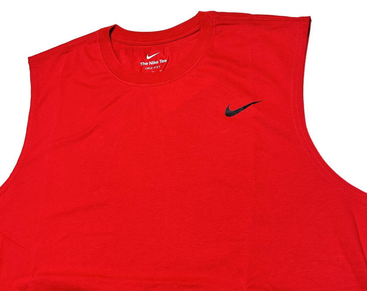 [ new goods ] Nike dry Fit sleeve less training top [657: red ]L no sleeve running marathon dry function NIKE RUN