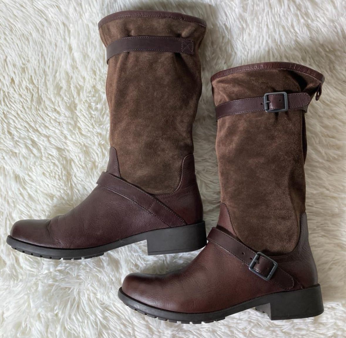 [ apparel ]* beautiful goods * CAMPER Camper suede leather switch middle boots Brown 38 approximately 24. lady's stylish shoes shoes 