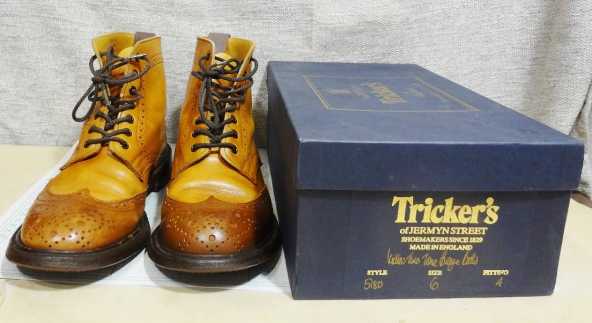 【良品　希少】 Tricker's　トリッカーズ　カントリーブーツ　ウィングチップ　英国製　833191　5180　サイズ6-4_画像1