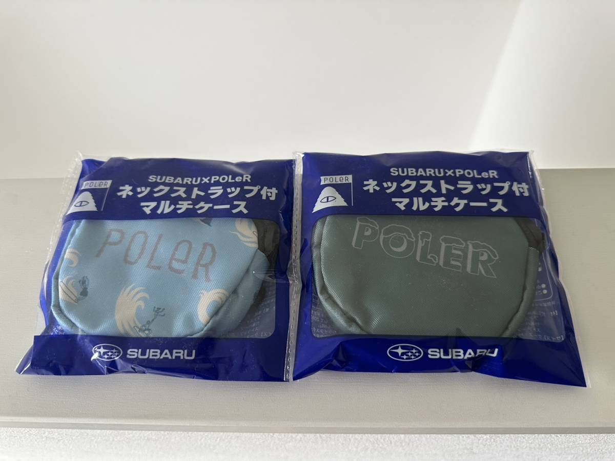 ★新品未開封★非売品★スバル ＳＵＢＡＲＵ POLeR ネックストラップ付 マルチケース オリジナル グリーン 青 ブルー アウトドア かわいい_画像1