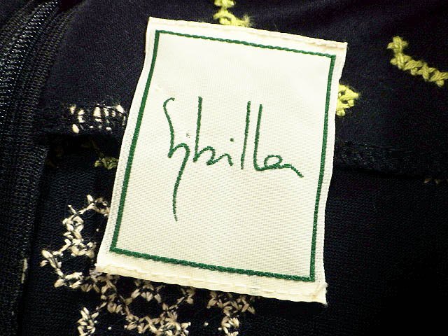 ☆美品☆sybillaシビラ/花柄刺繍ジャージーワンピース定価5.9万:M/黒系yt716_画像9