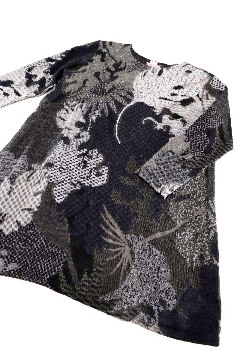 * beautiful goods * Jurgen Lehl / wool cotton literary creation pattern knitted tunic :L/ black ash series xv999