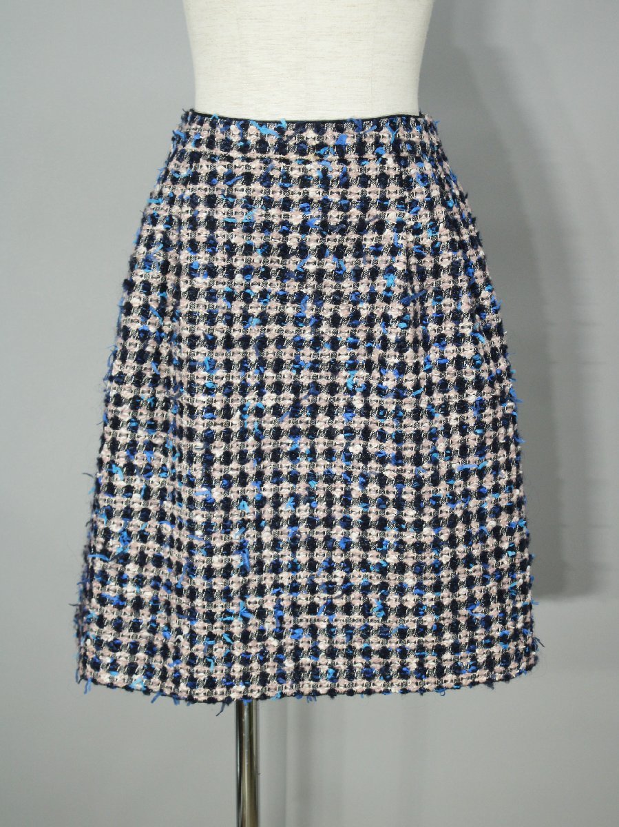  small size beautiful goods TOCCA/ Tocca wool . Mix tweed skirt navy blue pink 0 mg548