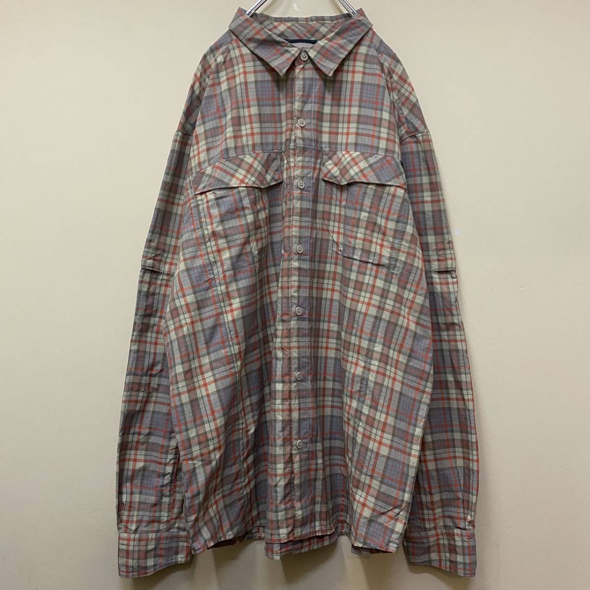 【１円スタート】90′s Columbia 良デザイン チェック柄 フィッシングシャツ 古着 ヴィンテージ 海外 アメリカ 輸入 【1663】_画像1