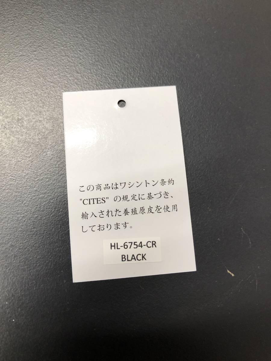 HB9064　クロコダイル 財布 カード入 ワニ革　ブラック　黒 　ラウンド ファスナータイプ 　レザー 箱付き 未使用品_画像10