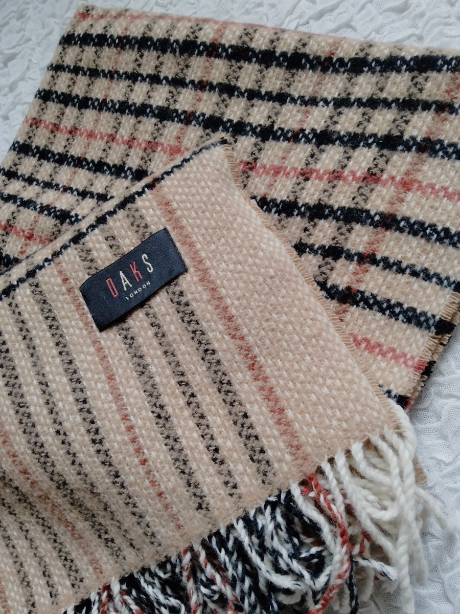  unused *DAKS* Dux * lap blanket * house check pattern * made in Japan * west river * wool 100%*68×146cm* temperature .* protection against cold 