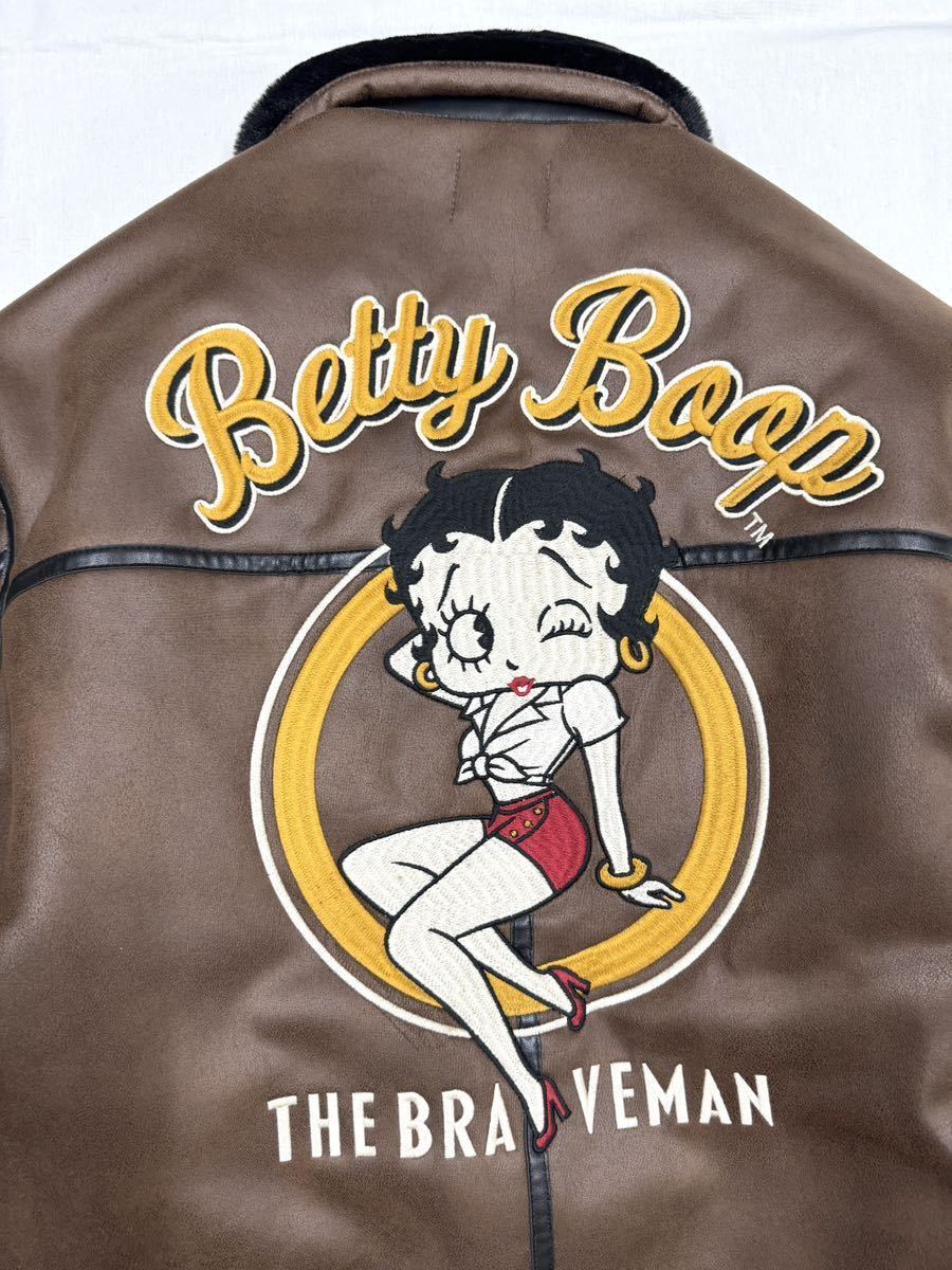Betty Boop x BRAVE-MAN ベティ ブレイブマン コラボ B-3 フライトジャケット ミリタリー BBB-2361 ブラウン XLサイズ_画像6