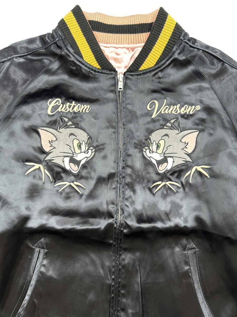 VANSON×TOM and JERRY トムとジェリー バンソン コラボ SKA サテン リバーシブル スカジャン TJV-2407 ブラック Lサイズ_画像4